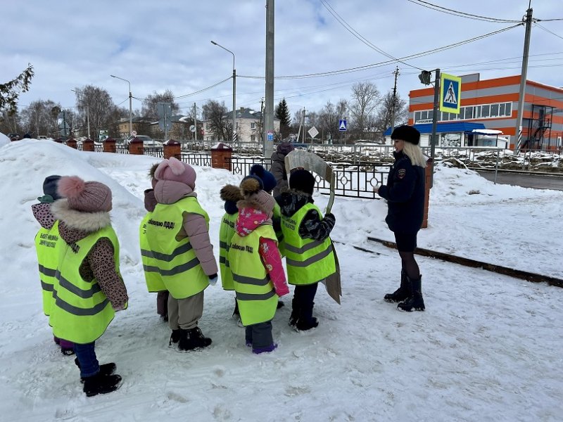 «Шагающий автобус». Сотрудники Госавтоинспекции Лунинского района организовали для дошкольников пешую экскурсию